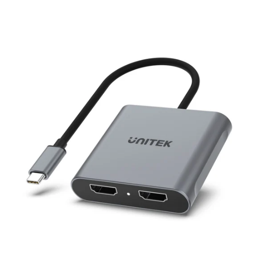 V1404B, UNITEK, USB-C to Dual HDMI2.0 4K Adapter with MST, Space Gray