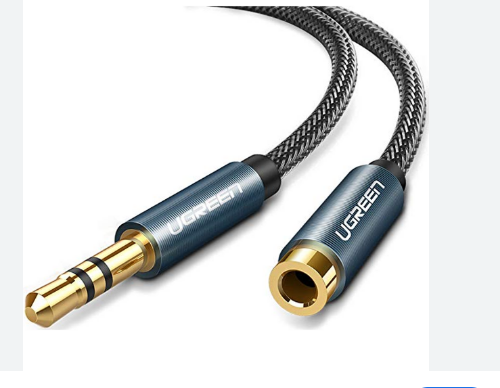UGREEN AV118 (50440), 3.5mm Male to Female,Extension Cable, Black/Gold
