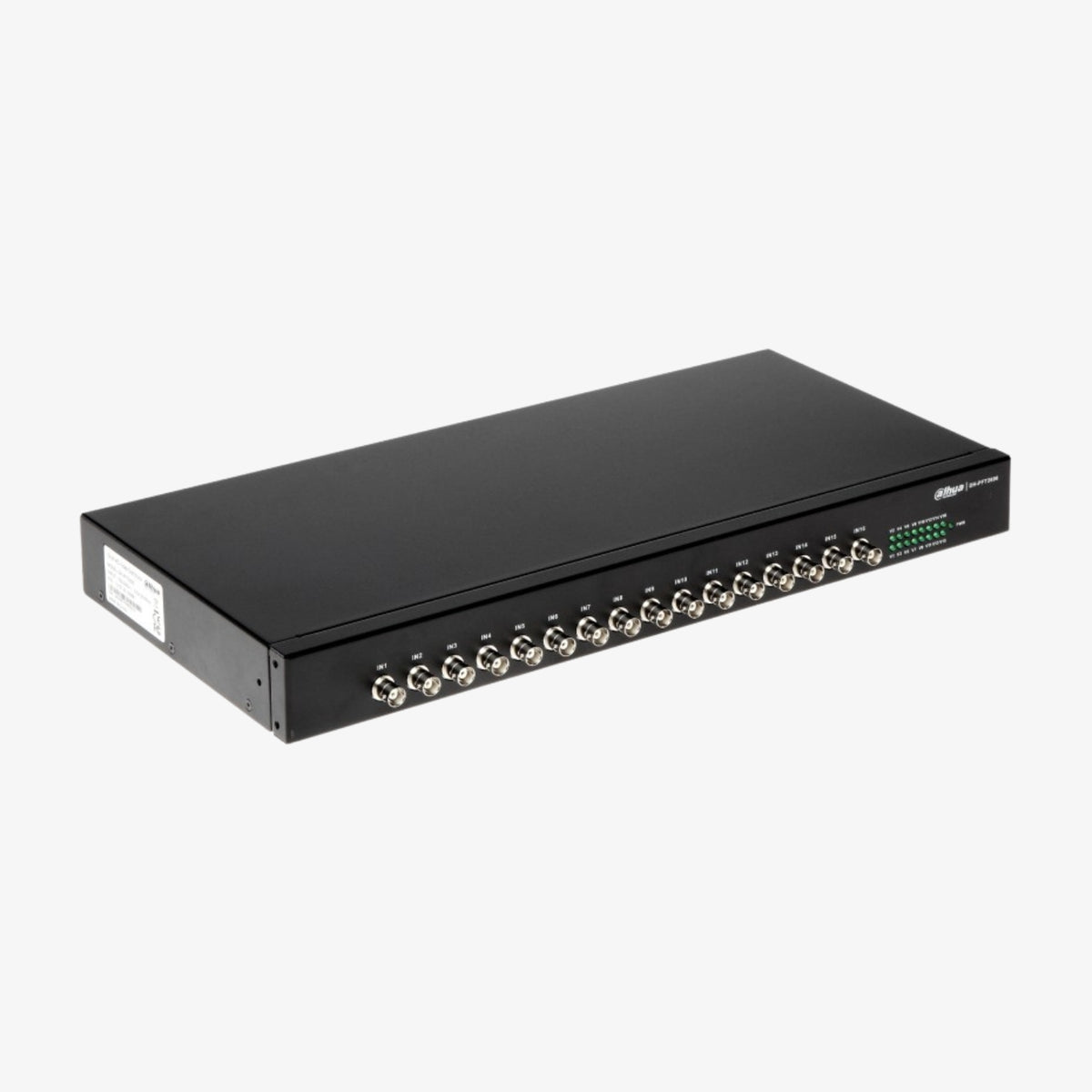 Dahua PFT2690 მოწყობილობა, რომელიც 16 BNC ვიდეო (HDCVI/AHD/TVI/CVBS) სიგნალს აფართოვებს 32 BNC გამომავალად სუფთა, რეალურ დროში და დაკარგვის გარეშე, 1U რაკ-მორგებული მეტალოვანი კორპუსით | Dahua PFT2690 device that expands 16 BNC video (HDCVI/AHD/TVI/CVBS) inputs into 32 BNC outputs cleanly, in real-time and without loss, in a 1U rack-mountable metal enclosure.