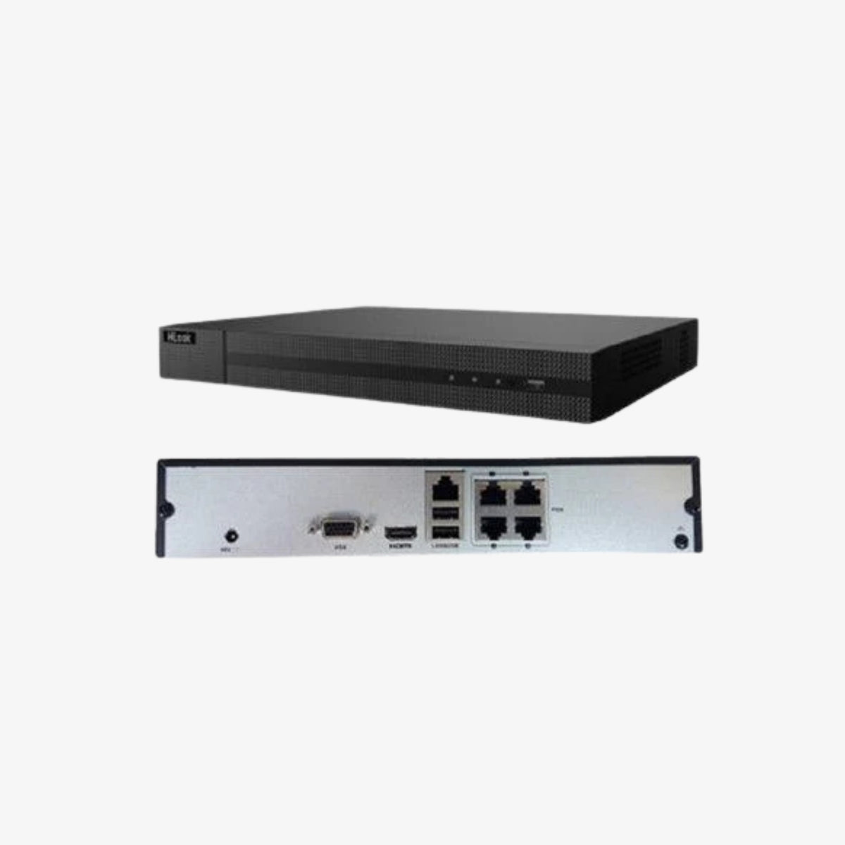 Hilook NVR-104MH-D 4 არხიანი ქსელური ვიდეო ჩამწერი 1 SATA პორტით – პროფესიონალური NVR მოწყობილობა IP კამერების ჩაწერისა და მონიტორინგისთვის.