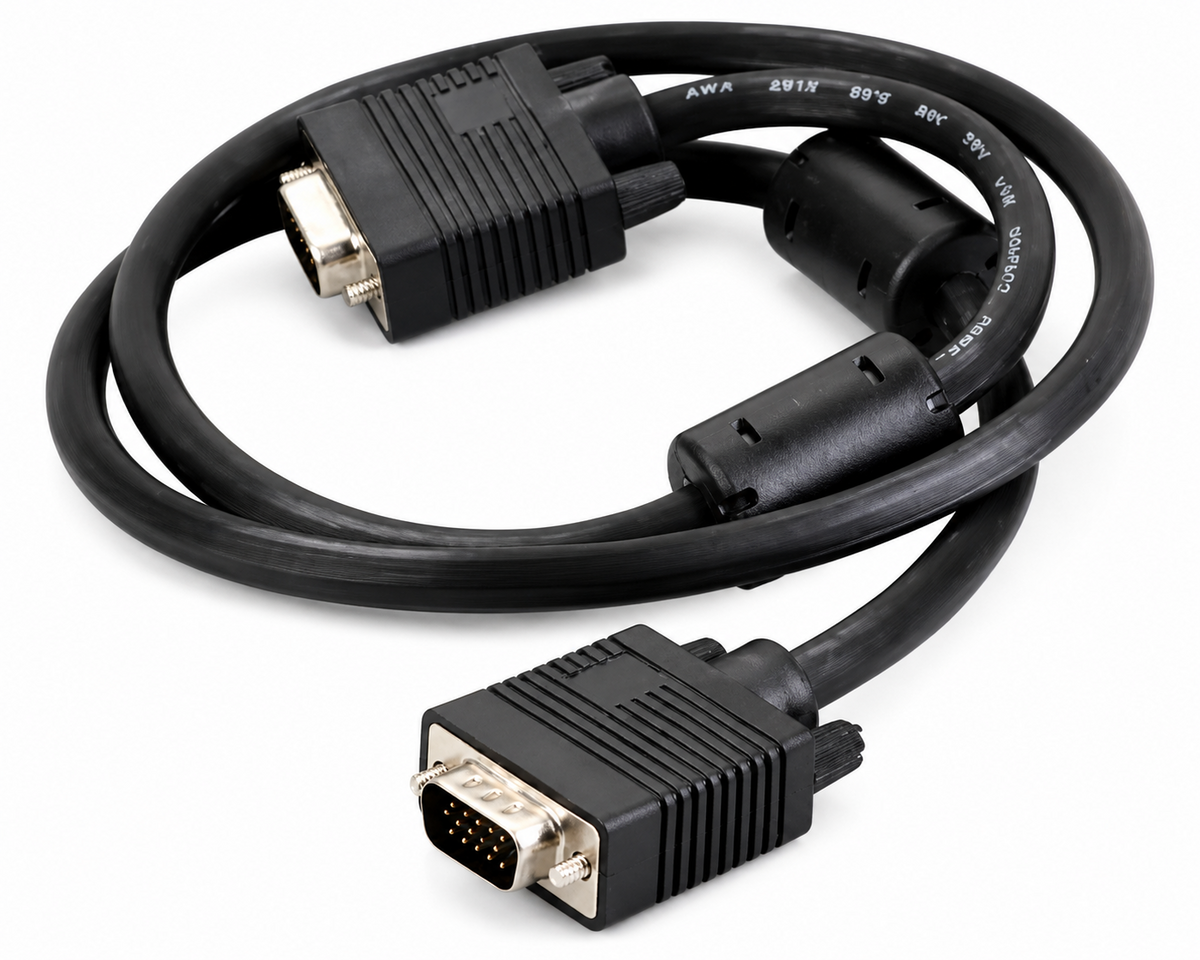 KDVGA1001-2M, Kingda, 3+4 VGA Cable,Al shield,Copper ,Nickel Plated,Connector,double Ferrites,PVC,OD 8.0MM,2M