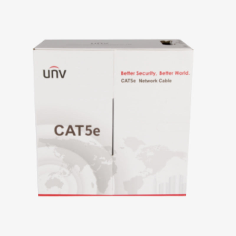ქსელის კაბელი UNIVIEW Cat5e UTP 100% სპილენძის, გარე გამოყენებისთვის, 305 მეტრი – გამძლე Ethernet კაბელი სტაბილური სიგნალით და მაღალი სიჩქარით.
