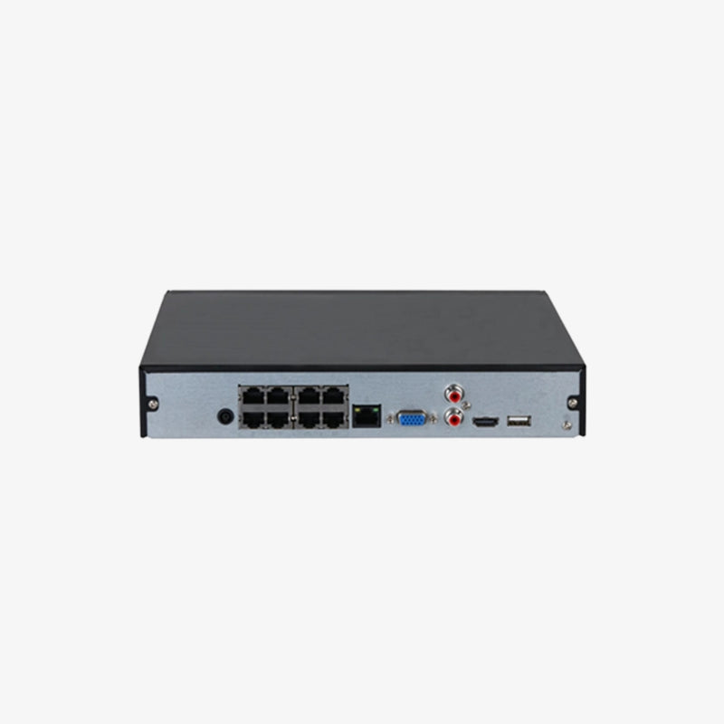 ქსელური ვიდეო ჩამწერი Dahua NVR2108HS-8P-4KS3 – 8 არხიანი PoE ქსელური ვიდეო ჩამწერი 4K გარჩევადობით და H.265+ ტექნოლოგიით IP კამერებისთვის | Dahua 8-Channel 4K PoE Network Video Recorder NVR2108HS-8P-4KS3 with H.265+ Compression for IP Surveillance Systems