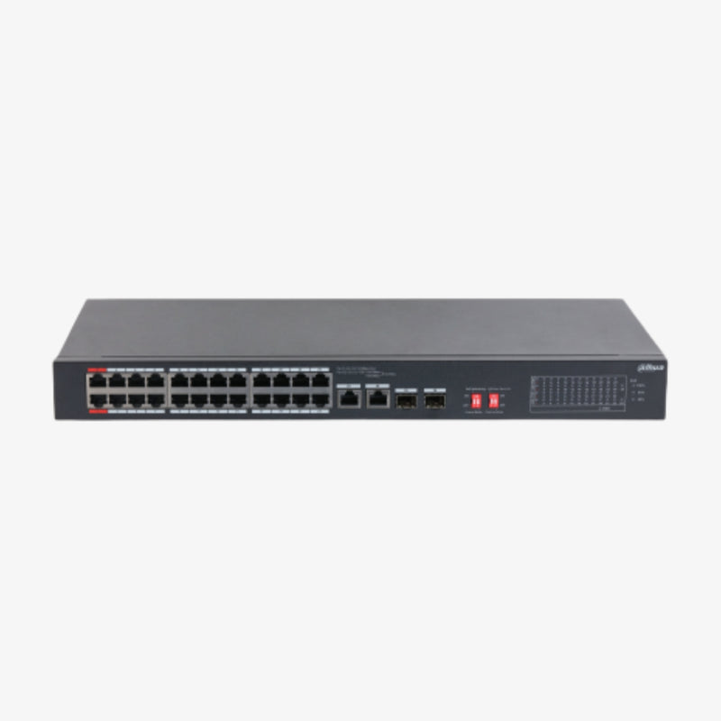 S3226-24ET-375 26-პორტიანი PoE ქსელური გამანაწილებელი 375W 2x SFP-ით / S3226-24ET-375 26-Port PoE Network Switch 375W with 2x SFP Combo Ports