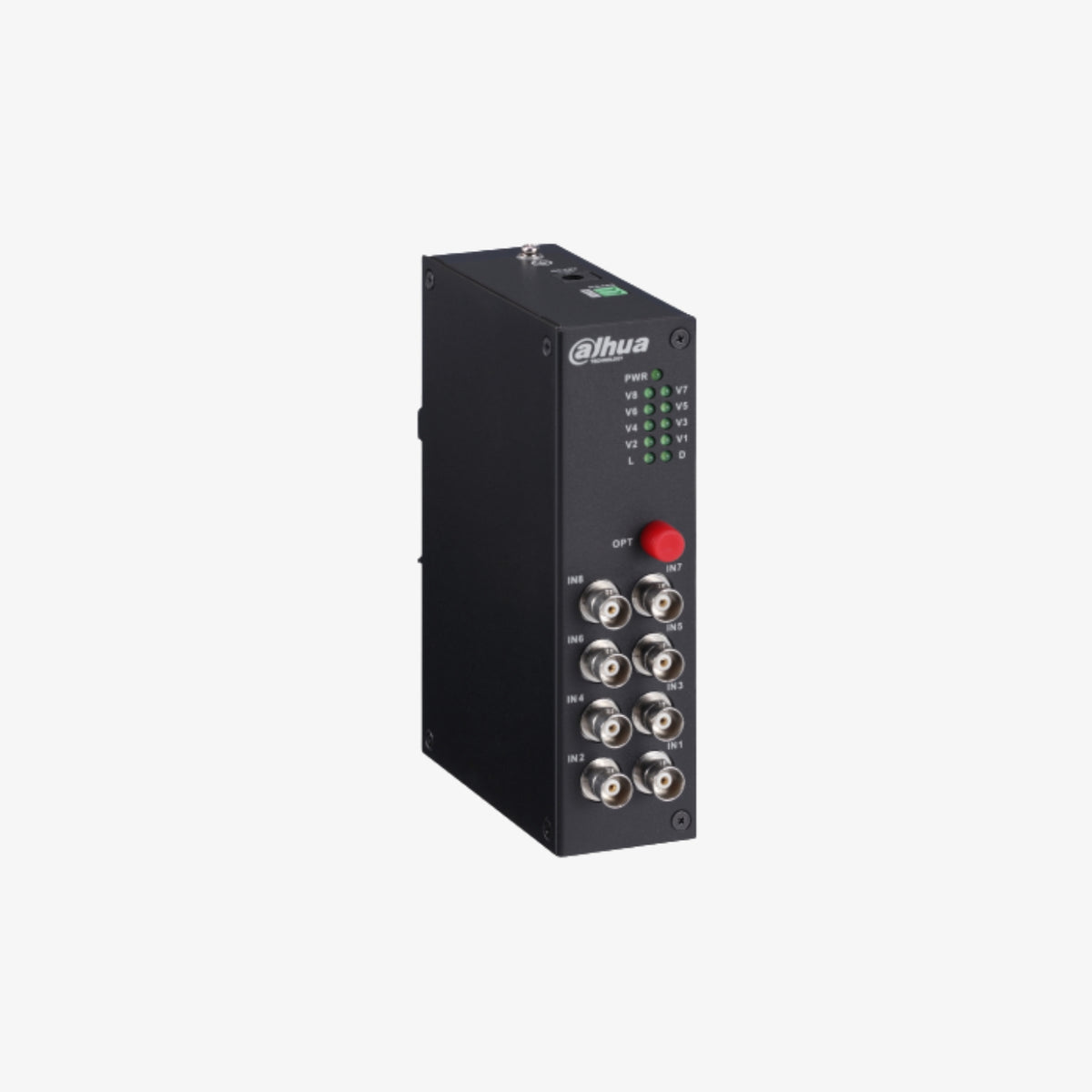 Dahua PFO2810T 8‑არხიანი HDCVI ოპტიკური გადამცემი, რომელიც single‑mode ფიბერზე (FC კავშირით) გადმოსცემს HD ვიდეოს (720p/1080p) და RS‑485 კონტროლს ერთი მოწყობილობით 20 კმ მანძილზე, ინდუსტრიული მეტალის მყარი კორპუსით, UPnP მხარდაჭერით; იდეალურია დიდი მანძილით საიმედო CCTV სისტემებისთვის | Dahua PFO2810T 8‑channel HDCVI optical transmitter delivers HD video (720p/1080p) and RS‑485 control over single‑mode fiber (FC connection) up to 20 km via a rugged industrial metal housing with UPnP support—ideal for reliab